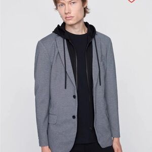 Stylish Gray Blazer with Black Hoodie